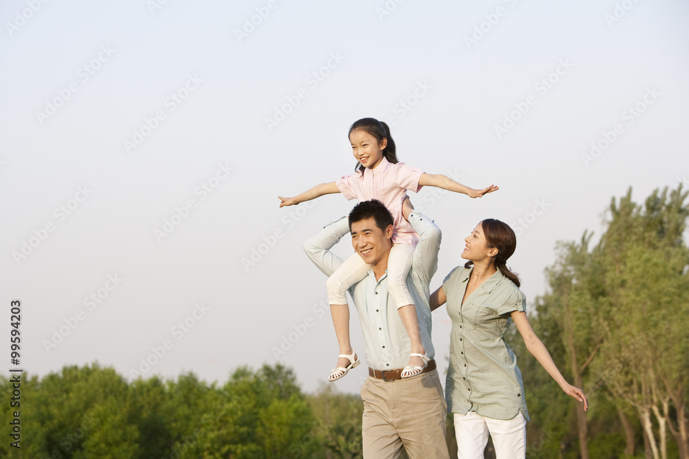 Sitting on fathers shoulder