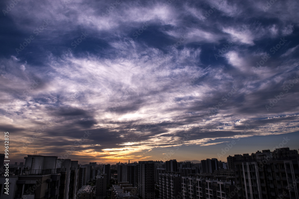 中国北京的日落