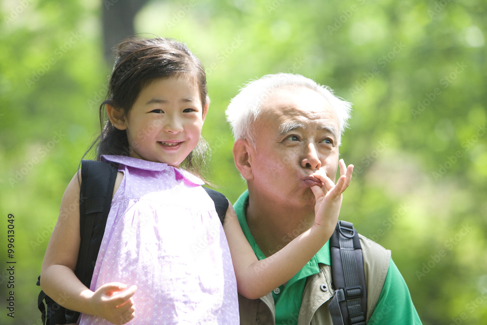 Girl and grandfather in the great outdoors