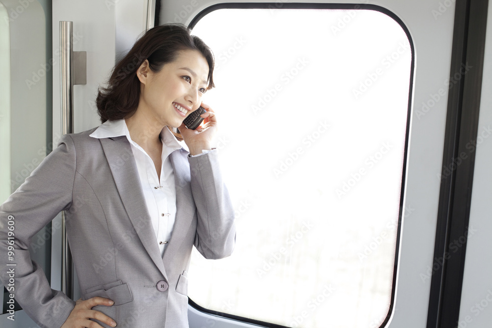 Commuter on the phone