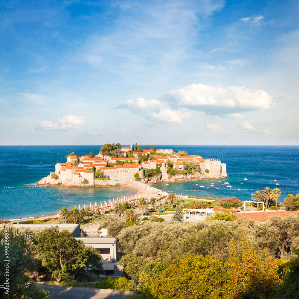 Sveti Stefan Island in Montenegro at Adriatic Sea