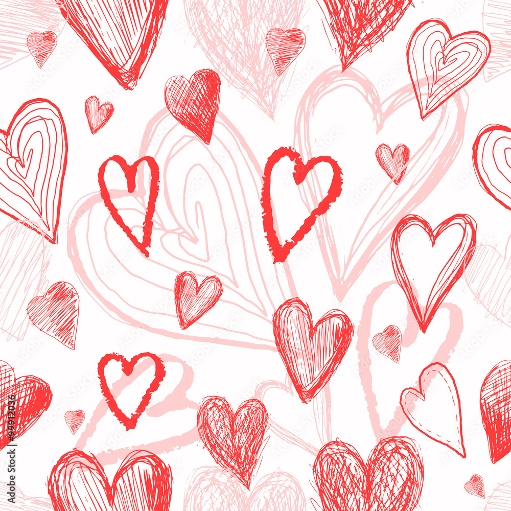 Seamless pattern on Valentines Day with hearts.