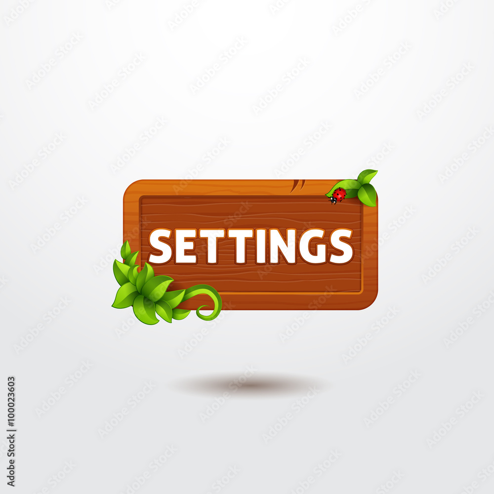 Game interface button settings on wooden template