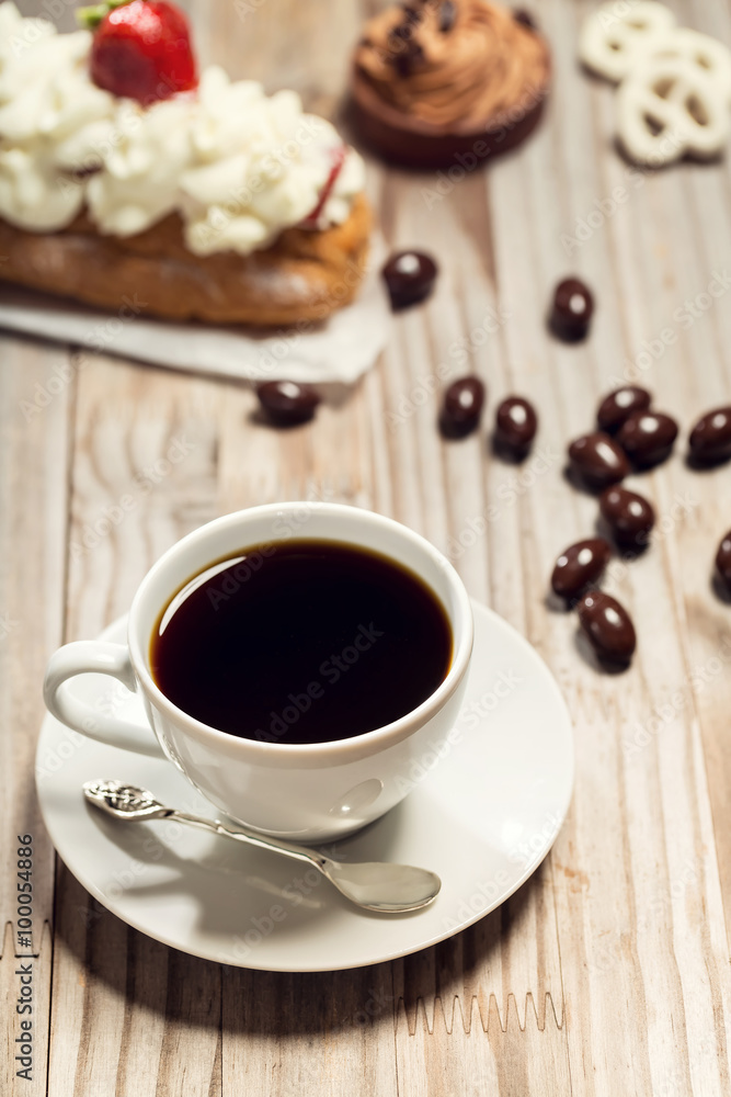 Assorted bakery desserts with coffee