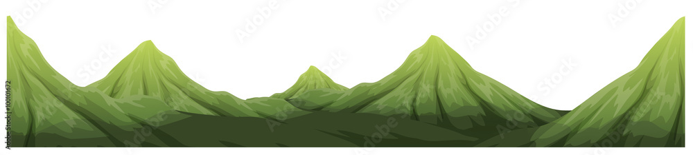 Seamless green mountain range