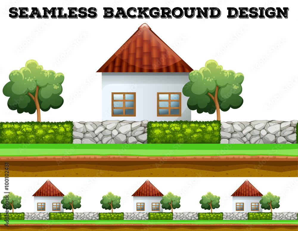 Seamless background design with houses