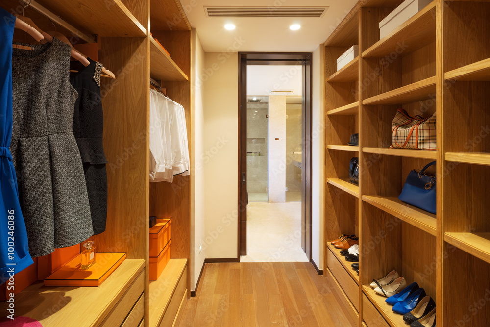 interior of modern wardrobe