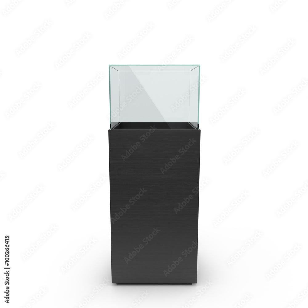 empty black showcase. 3d illustration isolated on white backgrou