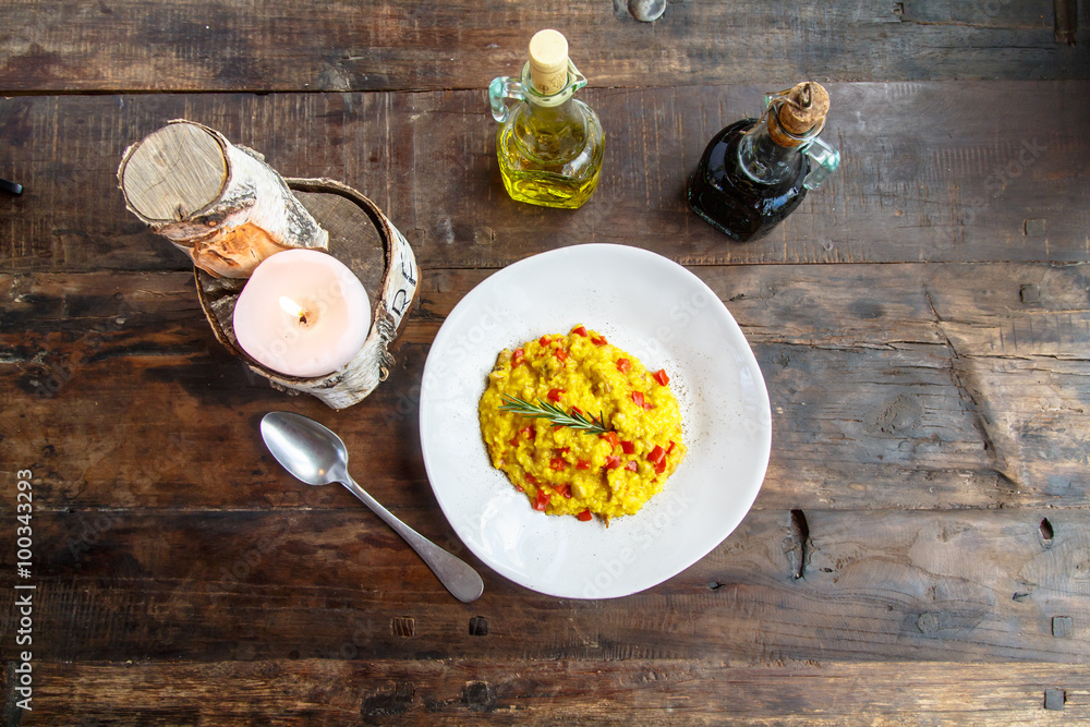 Risotto with red bell peppers