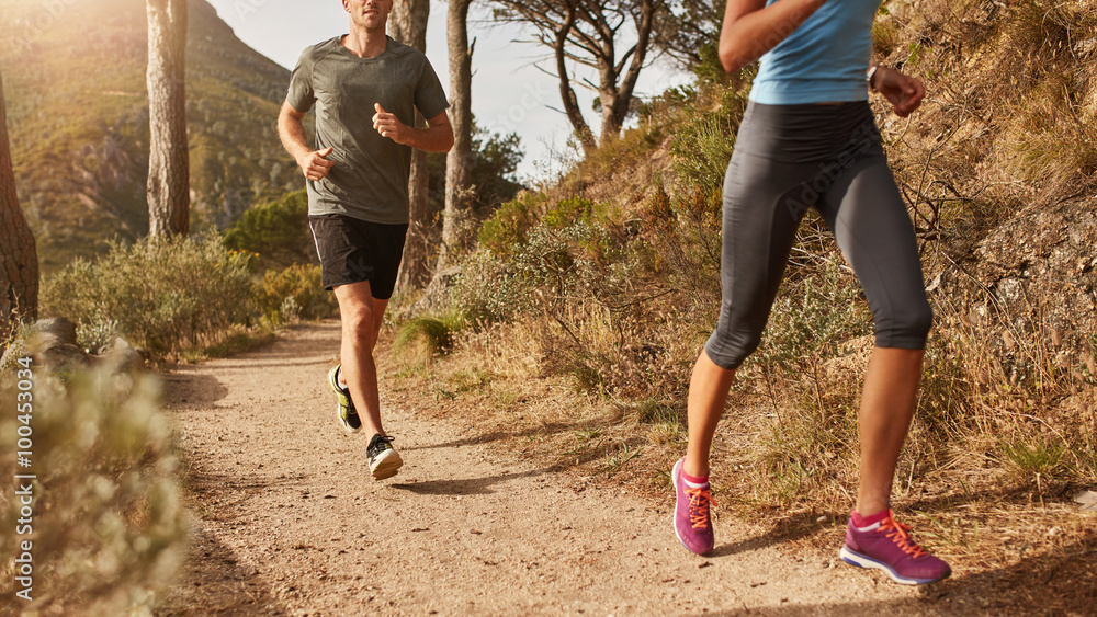 Trail running on a mountain path