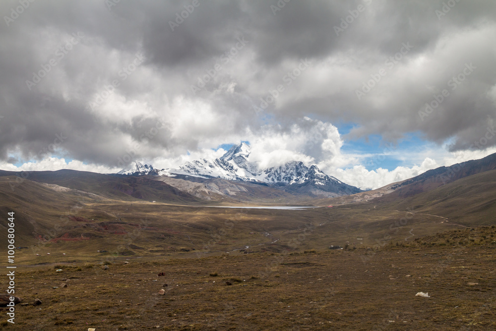 Peak of Huayna Potosi in Cordillera Royal mountain range, Bolivia