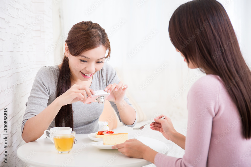 happy young woman take picture