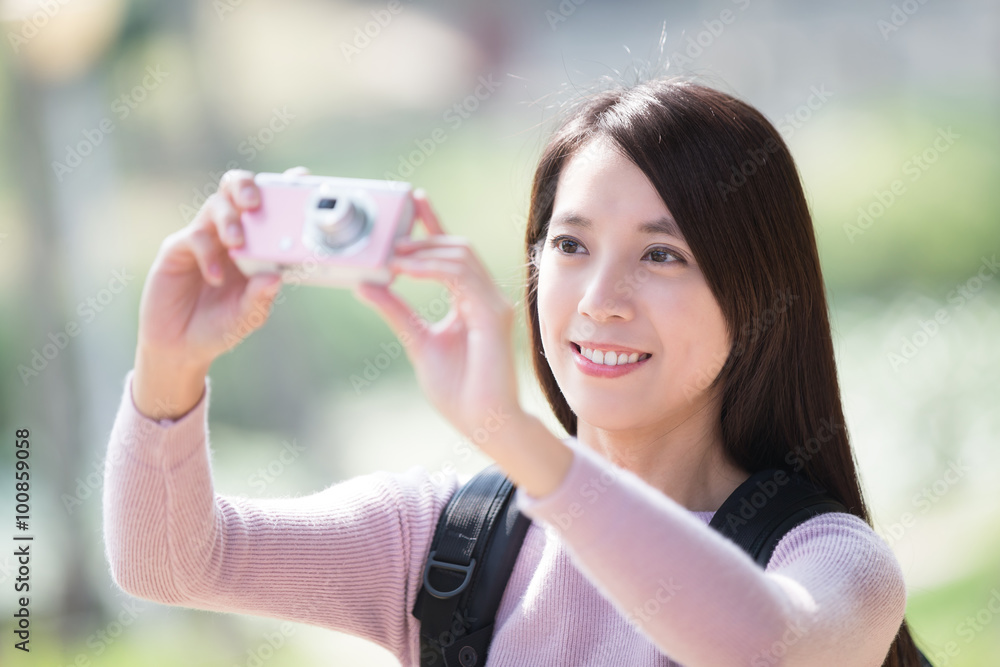 young woman smile take selfie