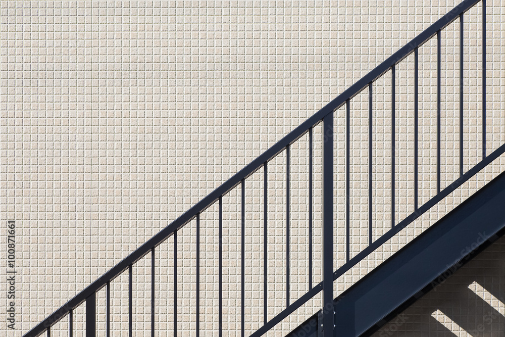 Metal Stairwell fire escape in a modern building..