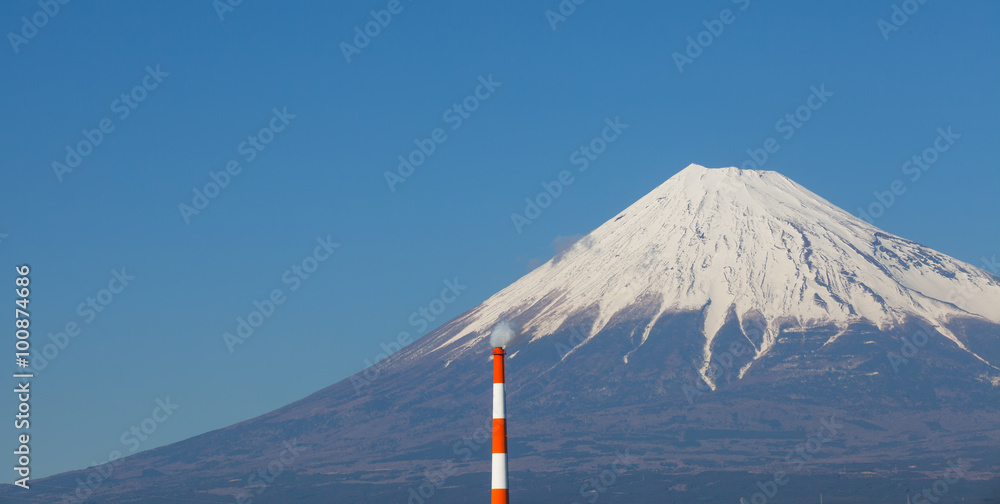 静冈县富士山和日本工业区。