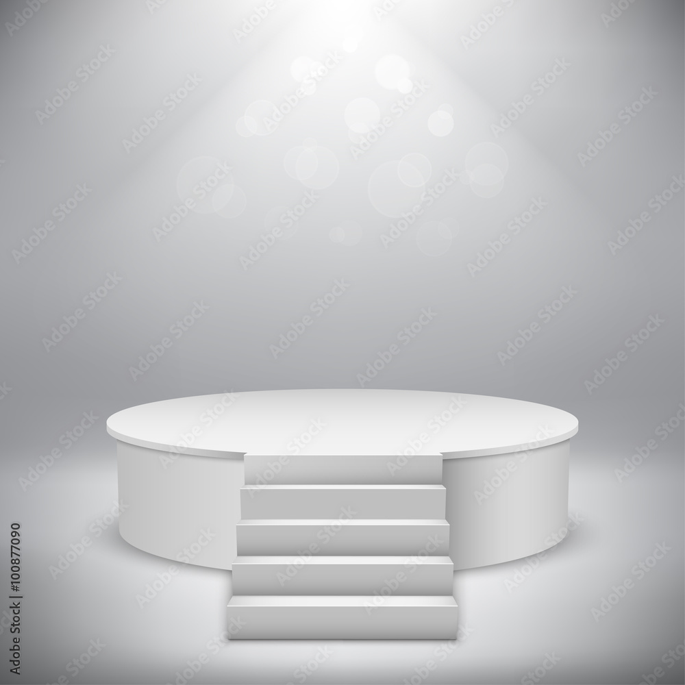 White podium on grey background