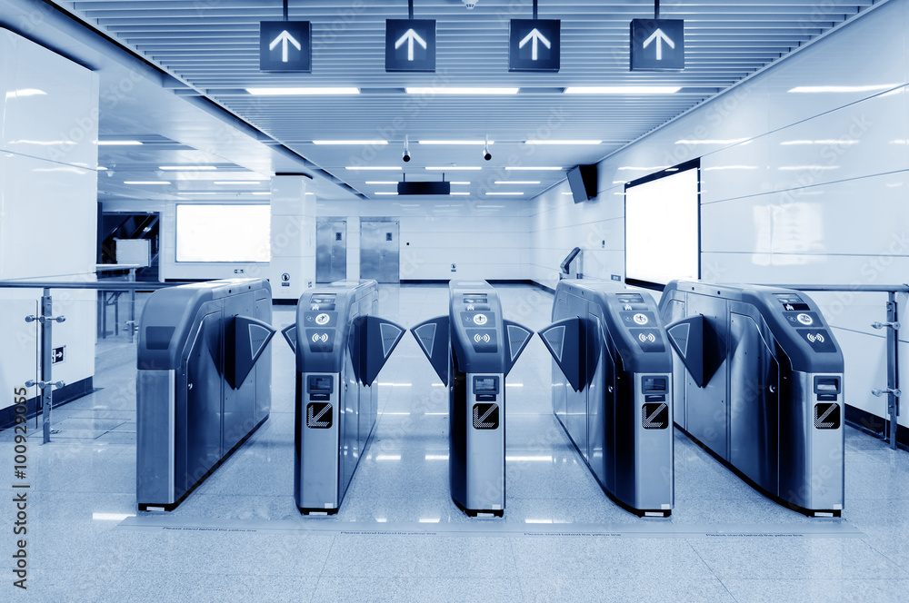 Subway station entrance automatic ticket machines