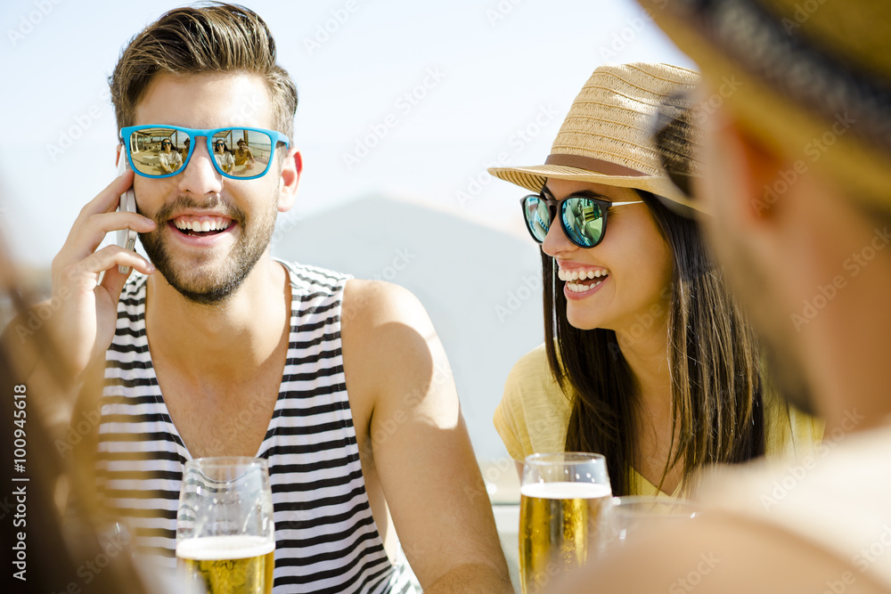 Friends at the beach bar