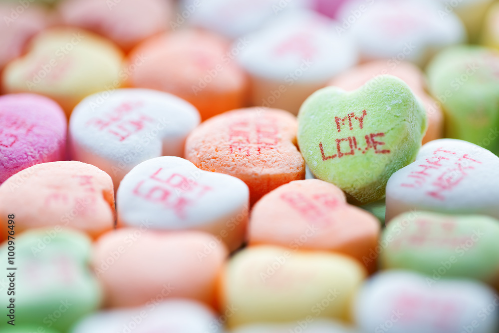 Heart shaped candies for Valentines Day