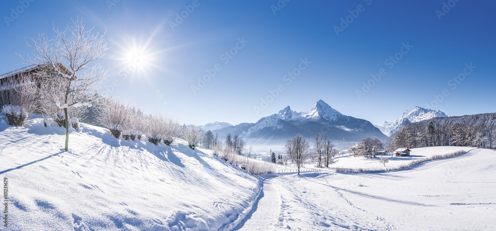 Berchtesgaden im Winter, Wanderweg, Bayern, Deutschland