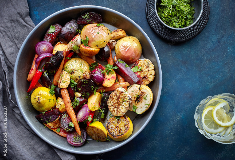 Roasted fruits and vegetables