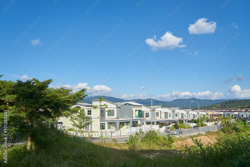 terrace house under the blue skies