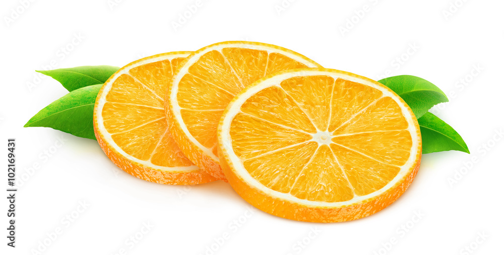 Isolated orange fruit slices