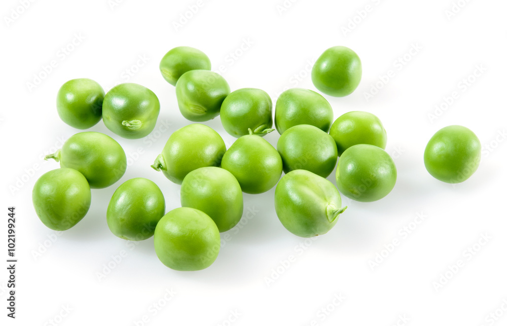 Green peas isolated on white background