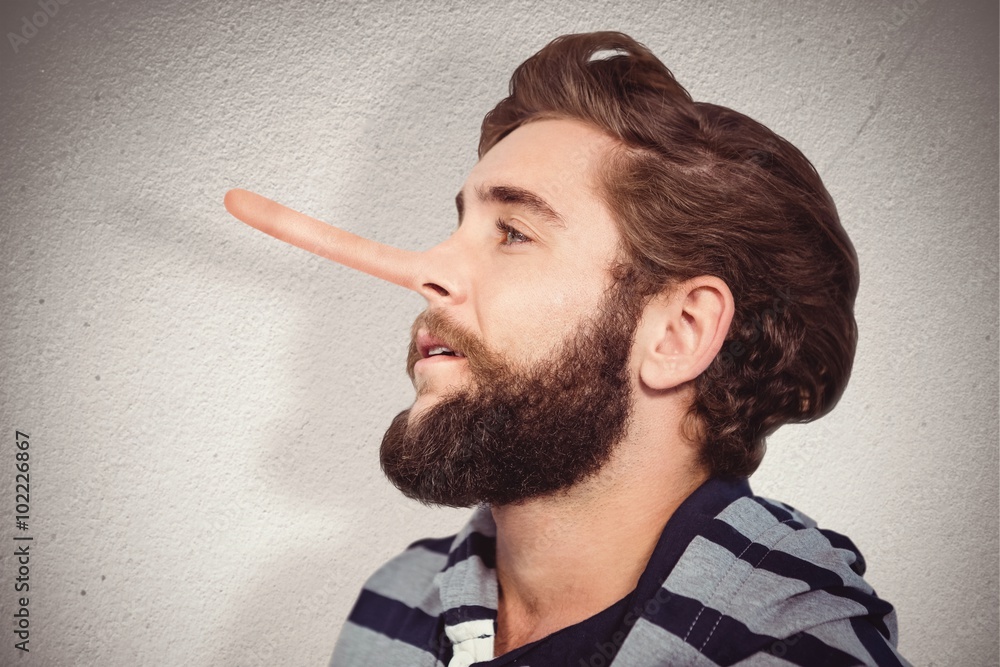 Composite image of close-up of thoughtful hipster looking away