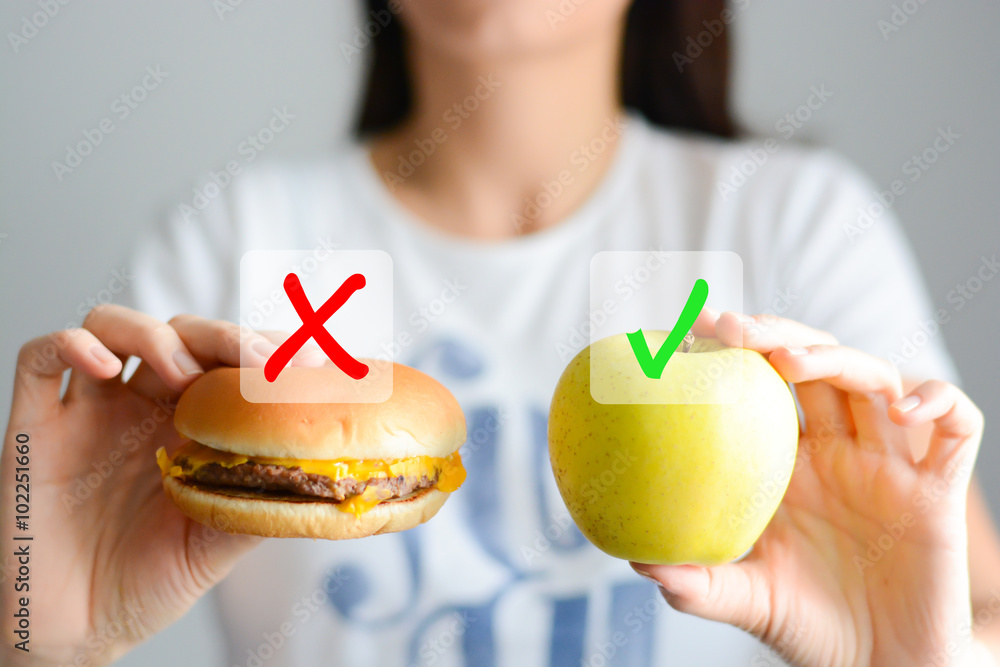 Choose a healthy eating lifestyle comparison between junk food and fruits