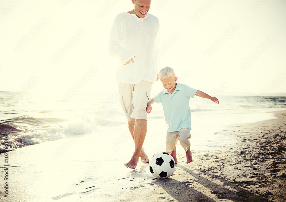 Family playing on the beach Happiness Concept