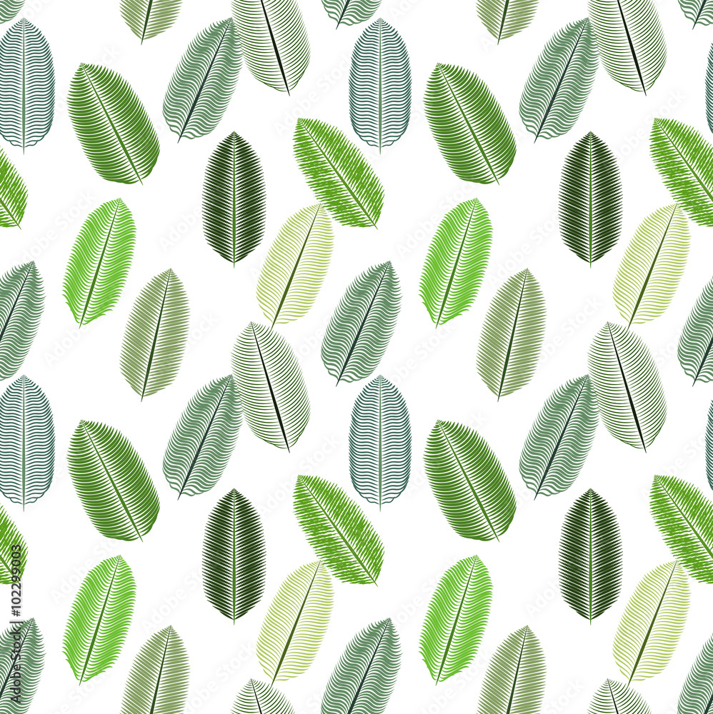 Palm Leaf. Seamless Pattern. Vector Illustration.