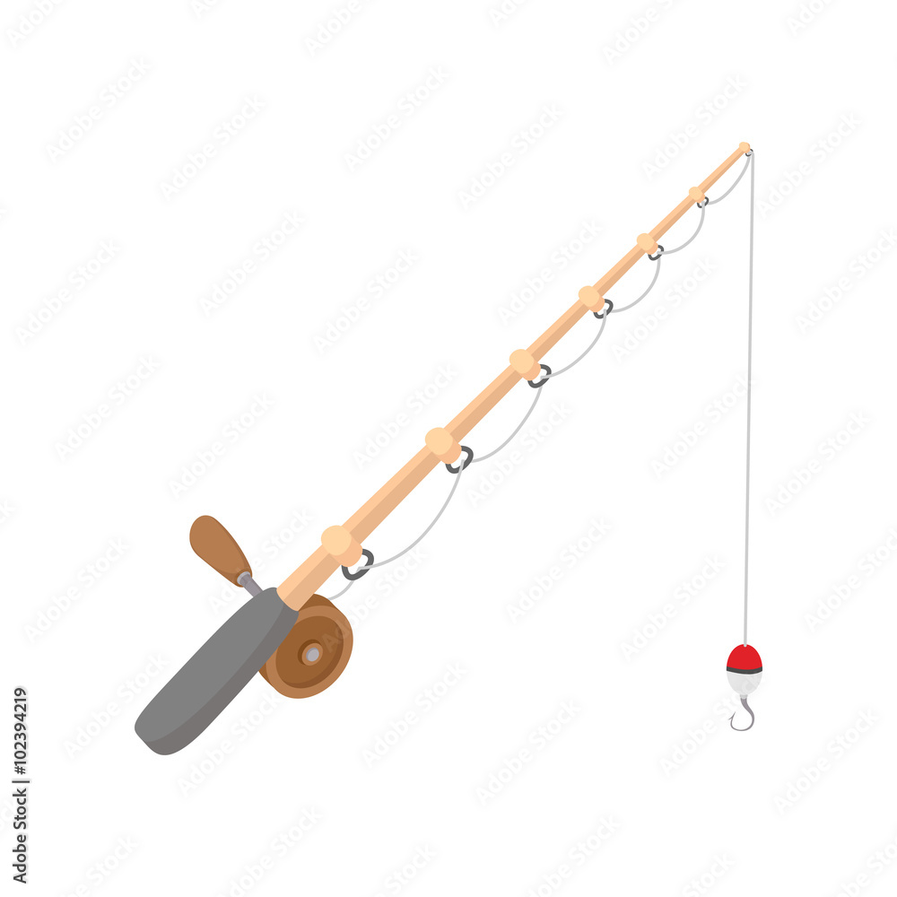 Fishing rod cartoon icon 