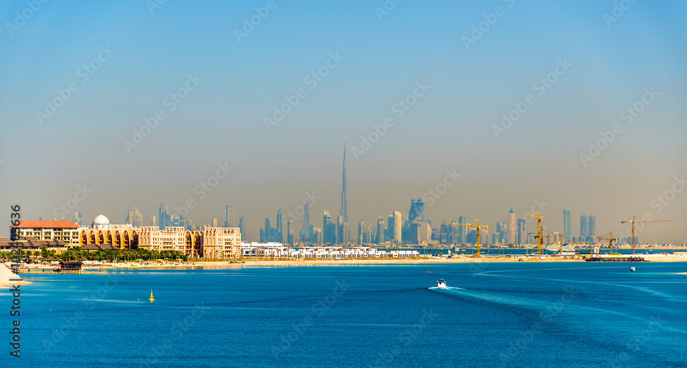 View of Dubai Downtown from Palm Jumeirah island