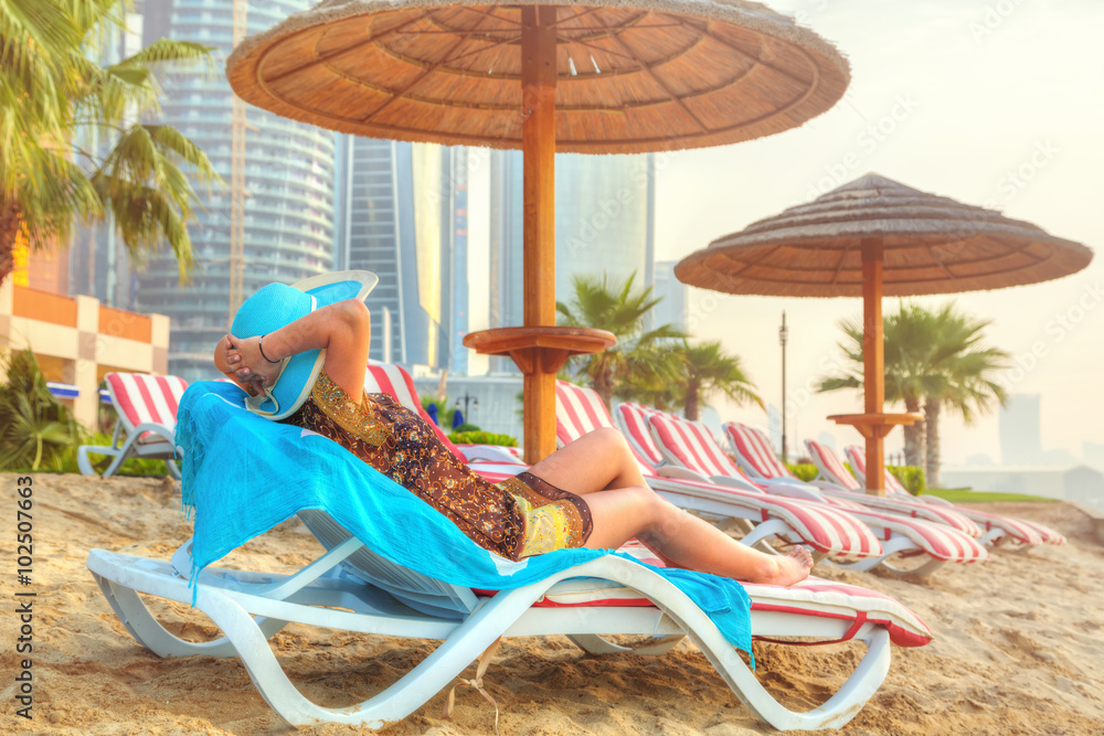 Sun holidays on the beach of Persian Gulf