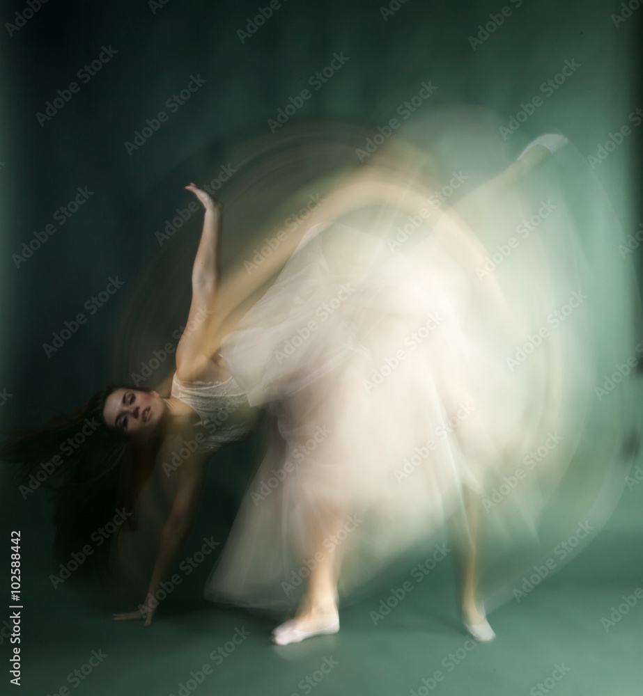 Ballet dancer woman in motion blur, ballerina