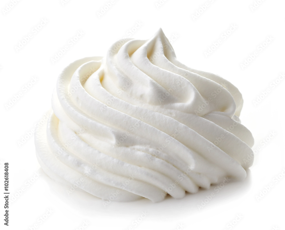 whipped cream on white background