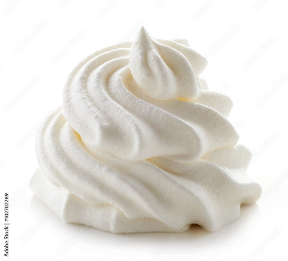 whipped cream on white background