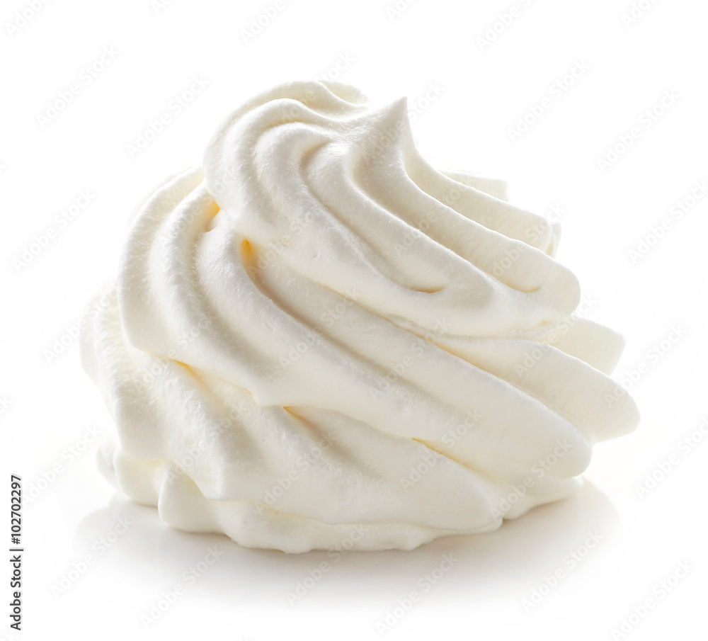 whipped cream on white background