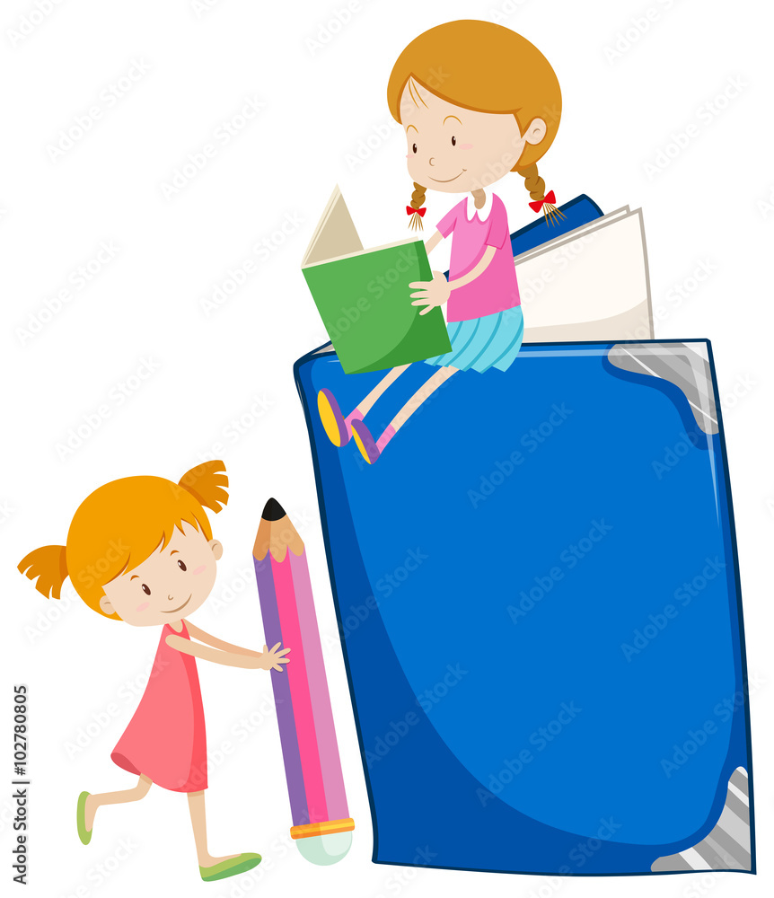 Two girls reading books