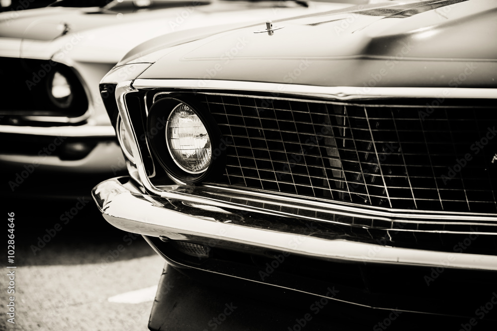 Classic cars in a row