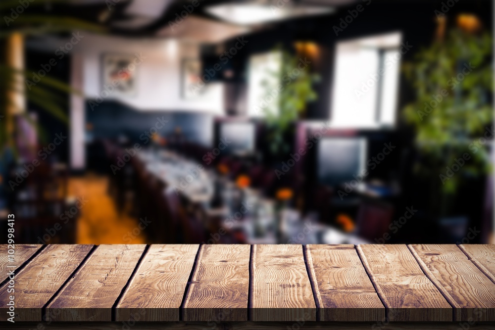 Composite image of wooden table