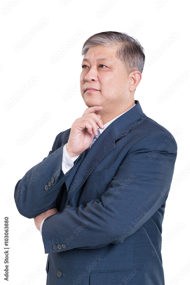 pose and gesture of old Asian businessman