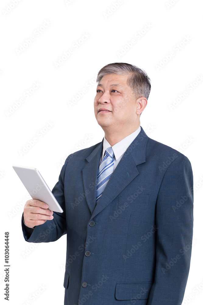 pose and gesture of old Asian businessman