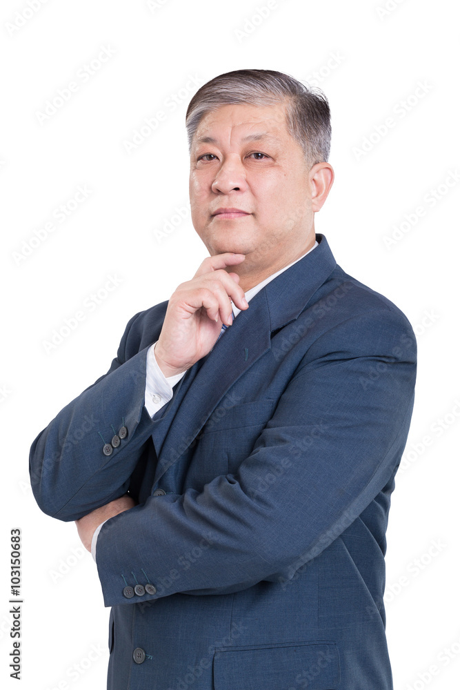 pose and gesture of old Asian businessman