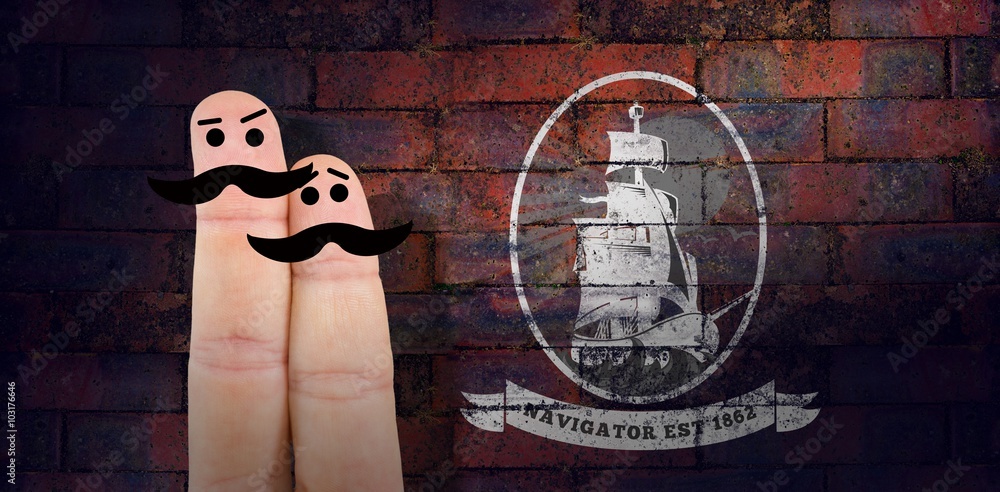 Composite image of two fingers with mustache