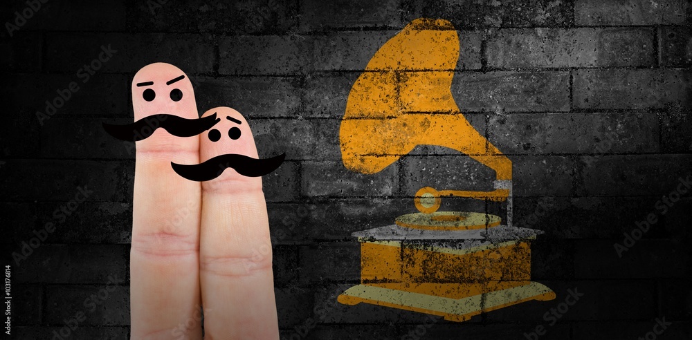 Composite image of two fingers with mustache