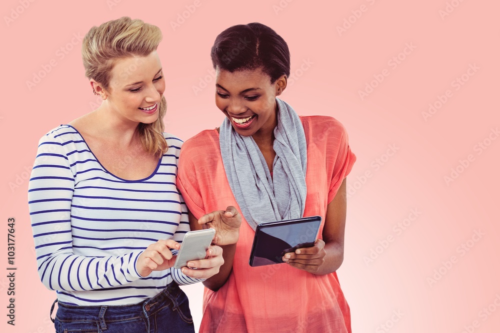 Composite image of women posing with arms crossed