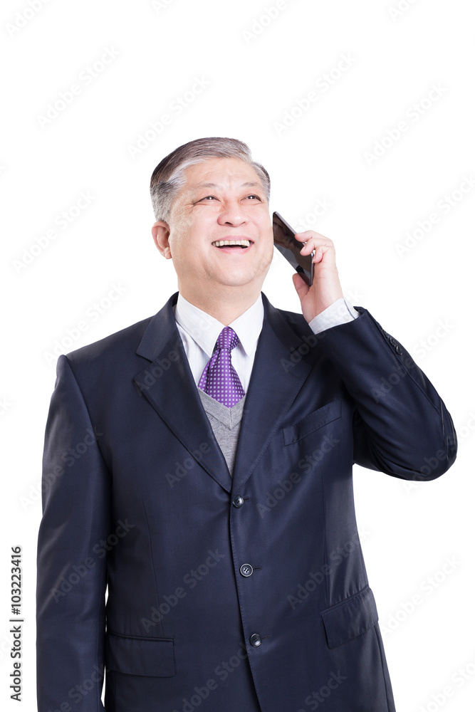 gesture and pose of old Asian businessman