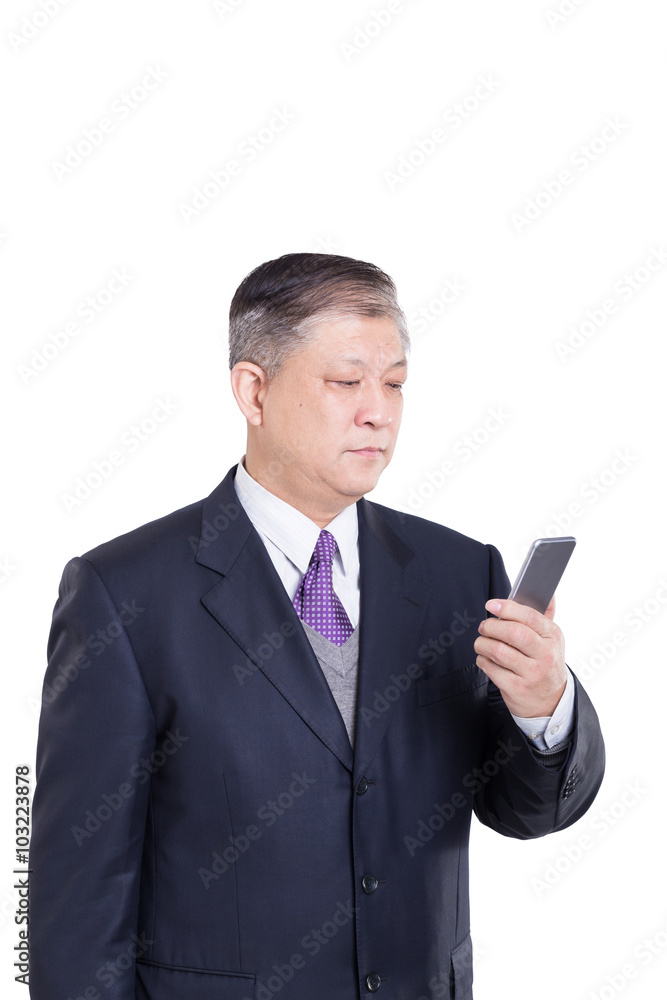 gesture and pose of old Asian businessman